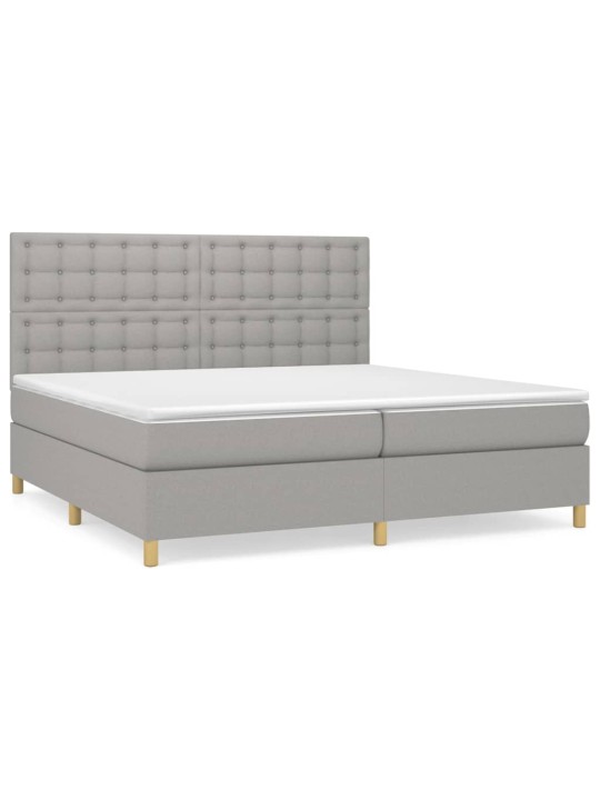 Box spring postel s matrací světle šedá 200 x 200 cm textil