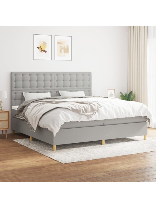 Box spring postel s matrací světle šedá 200 x 200 cm textil