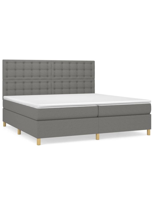 Box spring postel s matrací tmavě šedá 200x200 cm textil