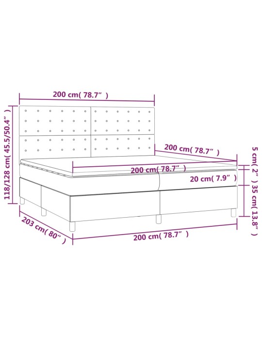Box spring postel s matrací tmavě šedá 200x200 cm textil