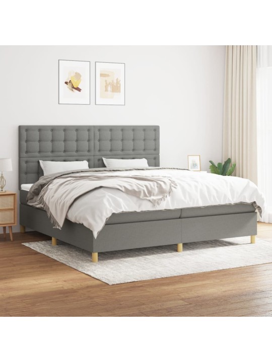 Box spring postel s matrací tmavě šedá 200x200 cm textil