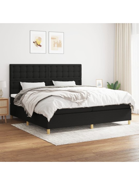 Box spring postel s matrací černá 200x200 cm textil