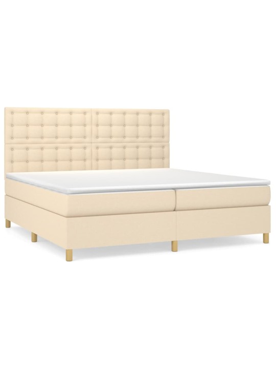 Box spring postel s matrací krémová 200x200 cm textil