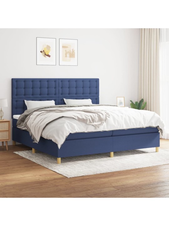 Box spring postel s matrací modrá 200x200 cm textil