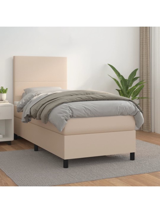 Box spring postel s matrací cappuccino 80 x 200 cm umělá kůže