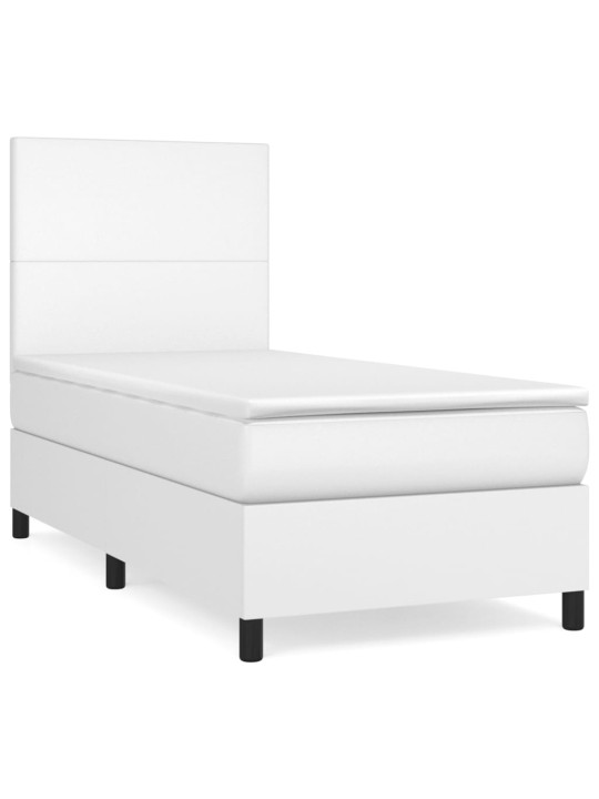 Box spring postel s matrací bílá 90x190 cm umělá kůže
