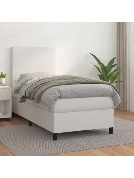 Box spring postel s matrací bílá 90x190 cm umělá kůže