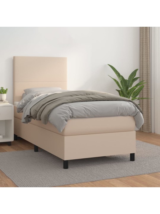 Box spring postel s matrací cappuccino 100x200 cm umělá kůže