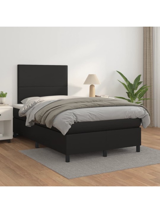 Box spring postel s matrací černá 120 x 200 cm umělá kůže
