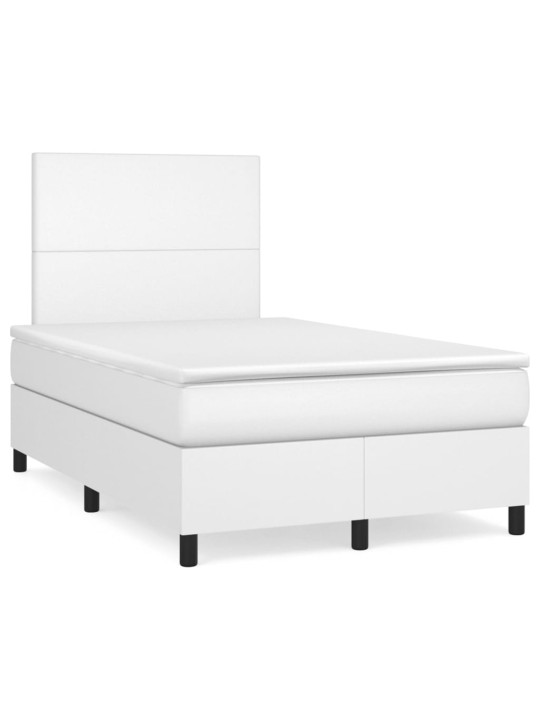 Box spring postel s matrací bílá 120x200 cm umělá kůže