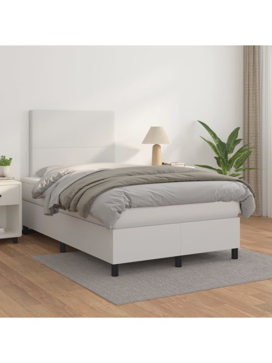 Box spring postel s matrací bílá 120x200 cm umělá kůže
