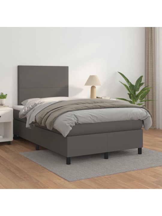 Box spring postel s matrací šedá 120x200 cm umělá kůže