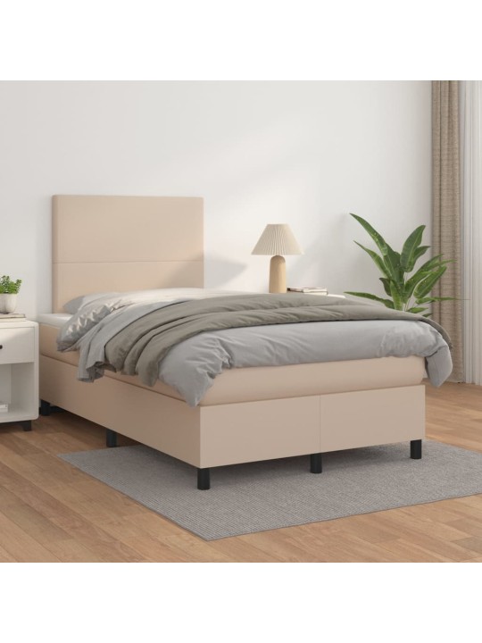 Box spring postel s matrací cappuccino 120x200 cm umělá kůže