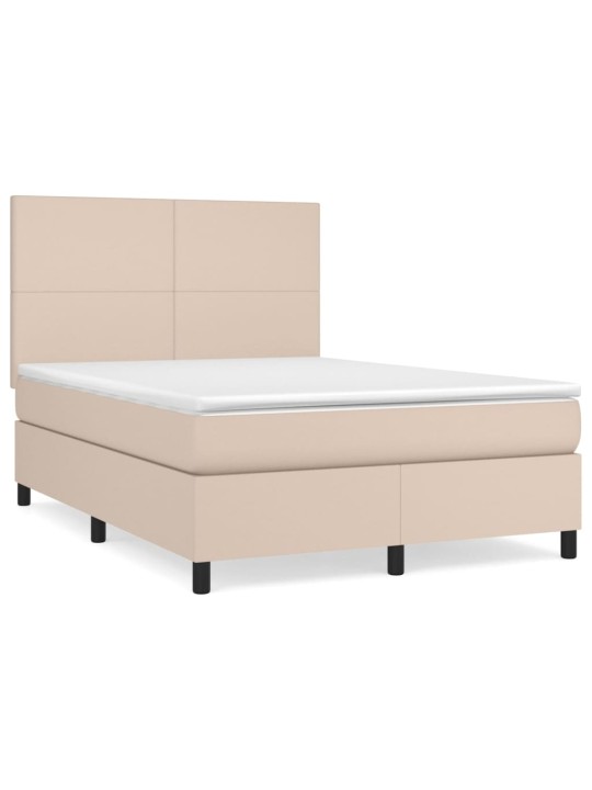 Box spring postel s matrací cappuccino 140x190 cm umělá kůže