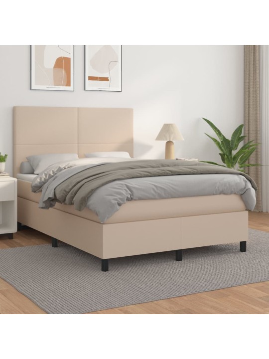 Box spring postel s matrací cappuccino 140x190 cm umělá kůže