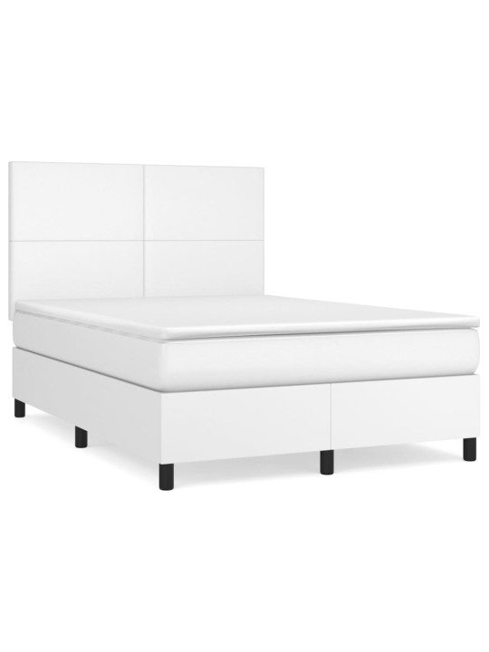 Box spring postel s matrací bílá 140x200 cm umělá kůže