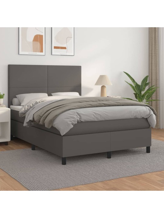 Box spring postel s matrací šedá 140x200 cm umělá kůže