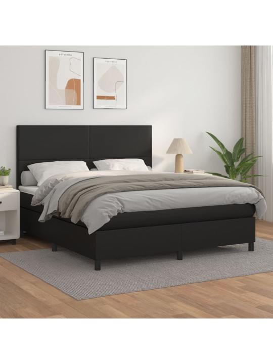 Box spring postel s matrací černá 160x200 cm umělá kůže