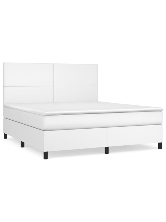 Box spring postel s matrací bílá 160x200 cm umělá kůže