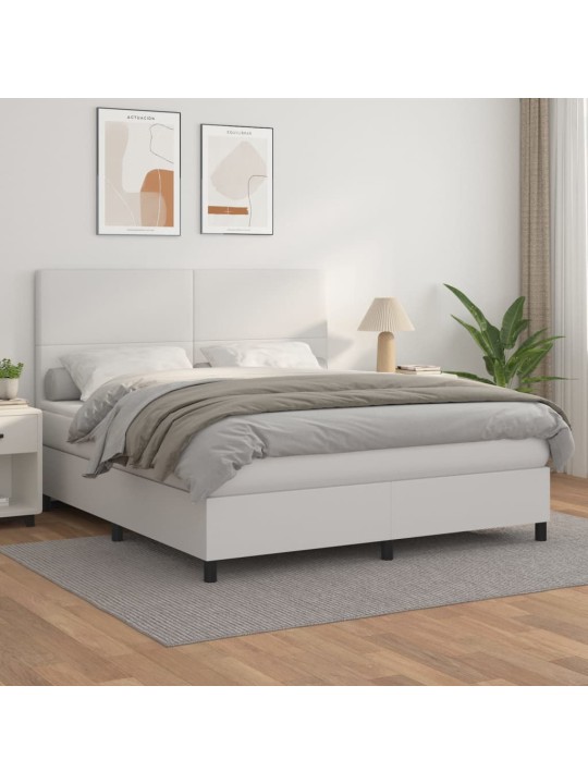 Box spring postel s matrací bílá 160x200 cm umělá kůže