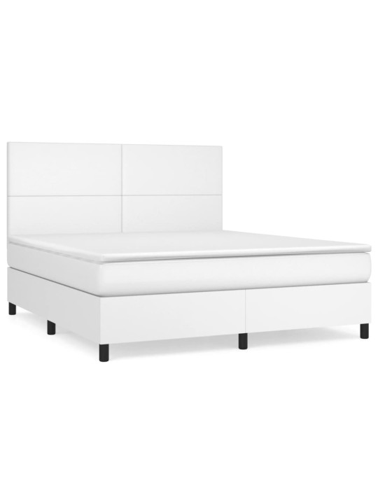 Box spring postel s matrací bílá 180x200 cm umělá kůže