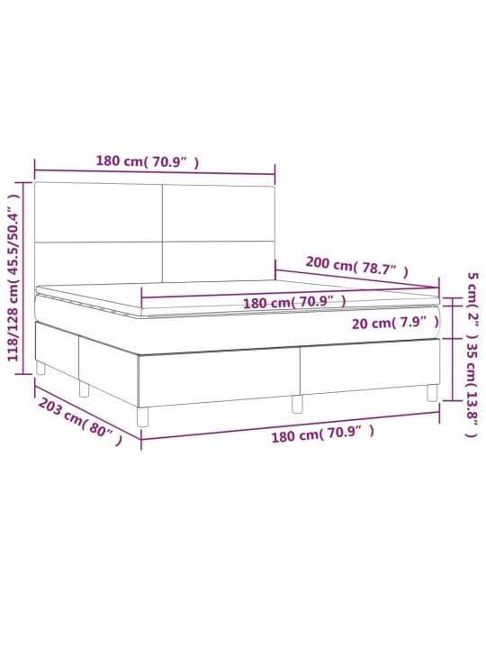 Box spring postel s matrací bílá 180x200 cm umělá kůže