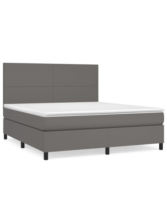 Box spring postel s matrací šedá 180x200 cm umělá kůže