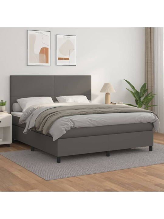 Box spring postel s matrací šedá 180x200 cm umělá kůže