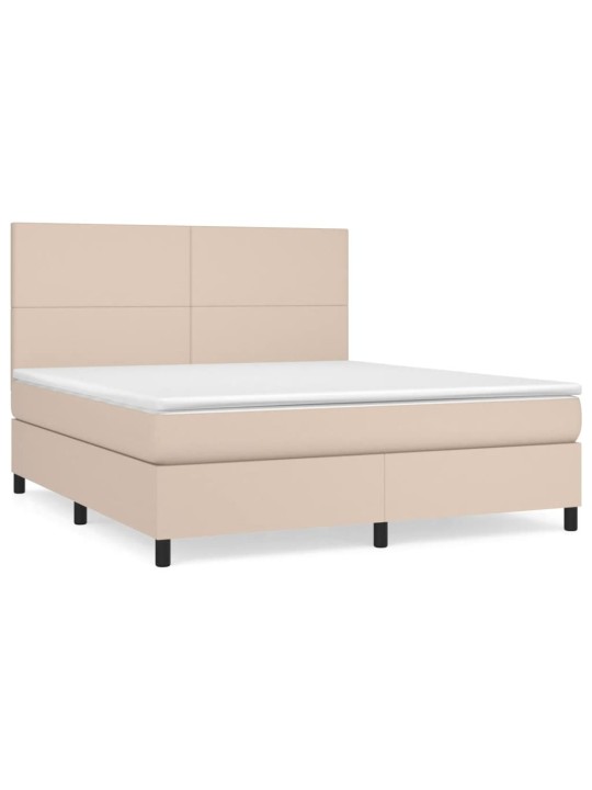 Box spring postel s matrací cappuccino 180 x 200 cm umělá kůže