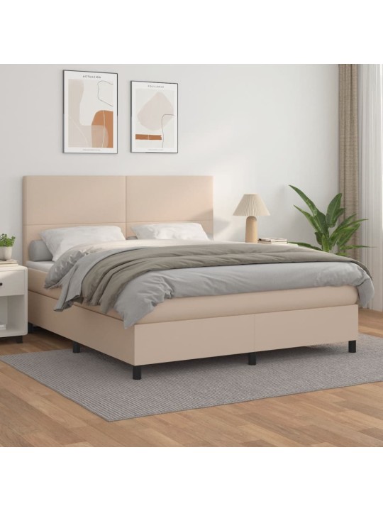 Box spring postel s matrací cappuccino 180 x 200 cm umělá kůže