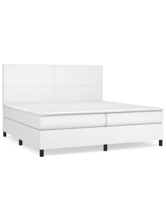 Box spring postel s matrací bílá 200x200 cm umělá kůže
