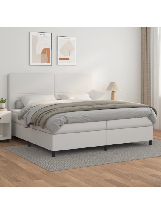 Box spring postel s matrací bílá 200x200 cm umělá kůže