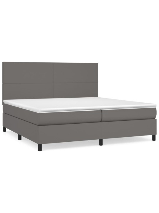 Box spring postel s matrací šedá 200x200 cm umělá kůže