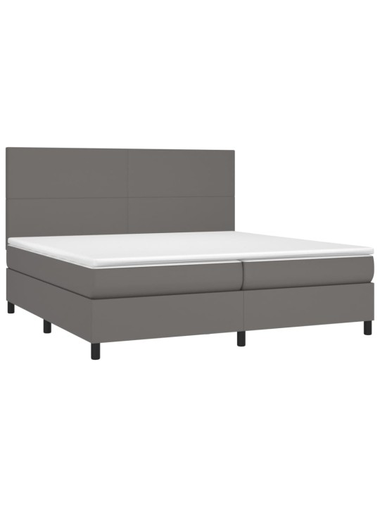 Box spring postel s matrací šedá 200x200 cm umělá kůže