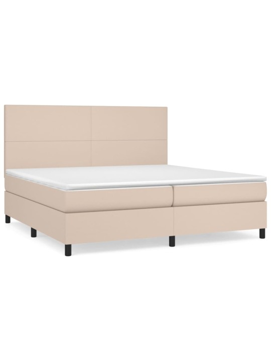 Box spring postel s matrací cappuccino 200 x 200 cm umělá kůže