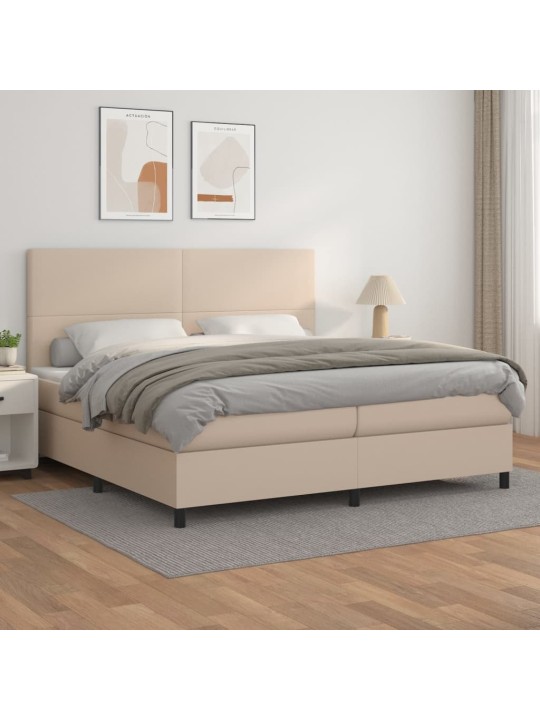 Box spring postel s matrací cappuccino 200 x 200 cm umělá kůže