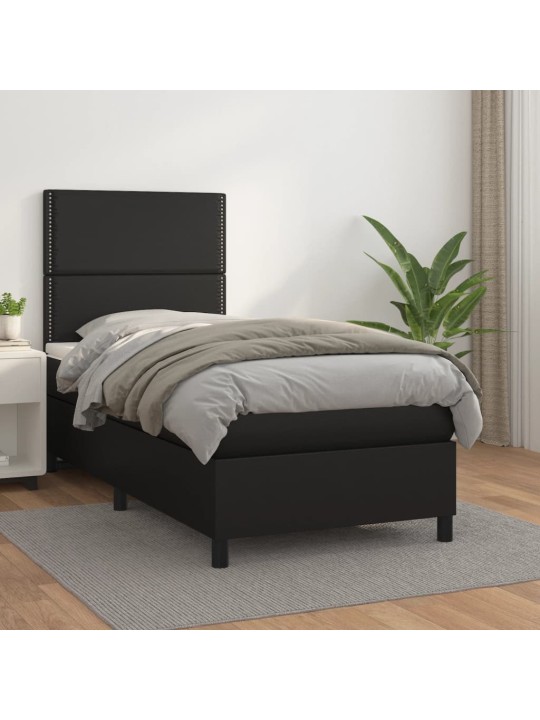 Box spring postel s matrací černá 90x190 cm umělá kůže