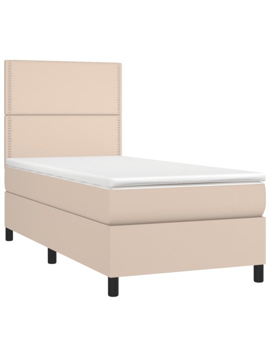 Box spring postel s matrací cappuccino 90x200 cm umělá kůže