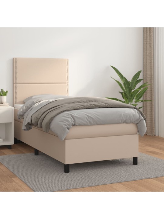 Box spring postel s matrací cappuccino 90x200 cm umělá kůže