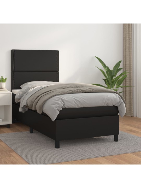 Box spring postel s matrací černá 100x200 cm umělá kůže