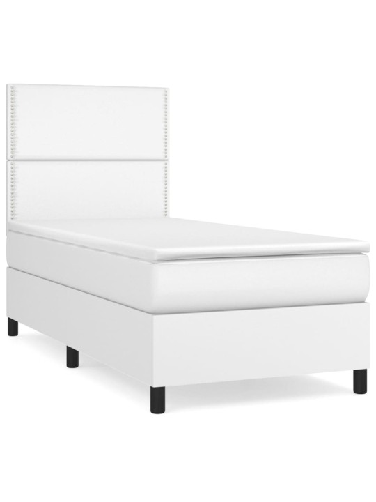 Box spring postel s matrací bílá 100x200 cm umělá kůže