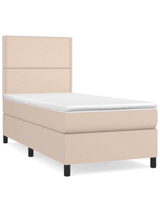 Box spring postel s matrací cappuccino 100x200 cm umělá kůže