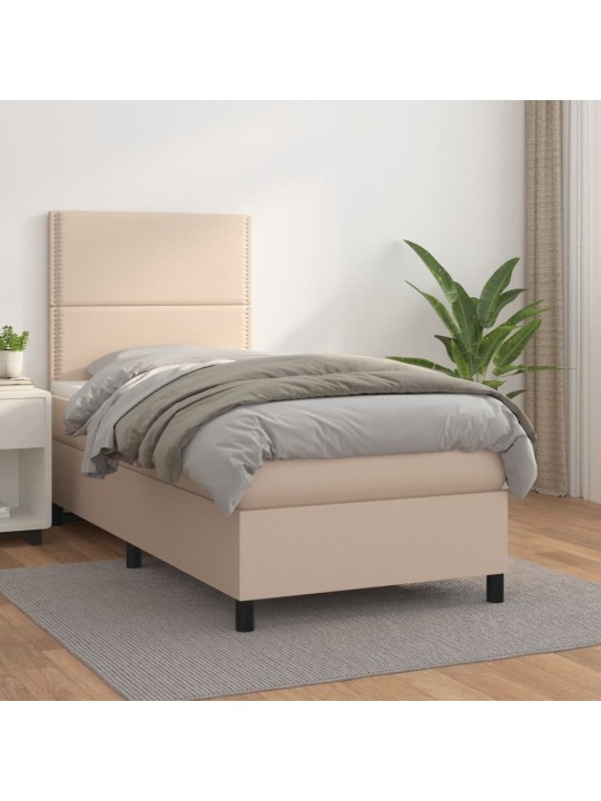 Box spring postel s matrací cappuccino 100x200 cm umělá kůže