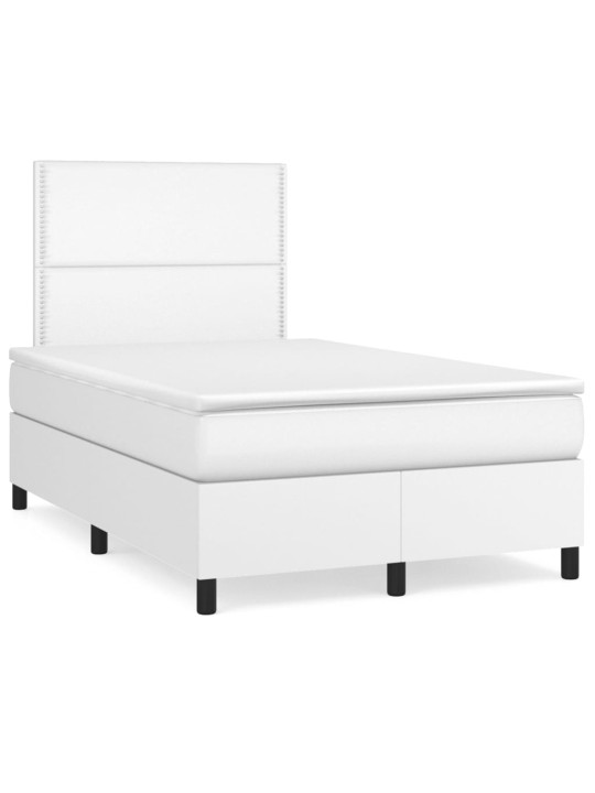 Box spring postel s matrací bílá 120x200 cm umělá kůže