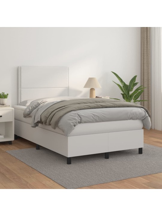 Box spring postel s matrací bílá 120x200 cm umělá kůže