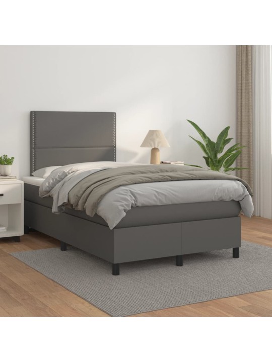 Box spring postel s matrací šedá 120x200 cm umělá kůže