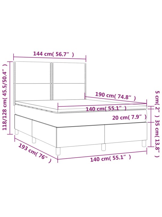 Box spring postel s matrací černá 140 x 190 cm umělá kůže