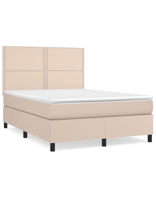 Box spring postel s matrací cappuccino 140x190 cm umělá kůže
