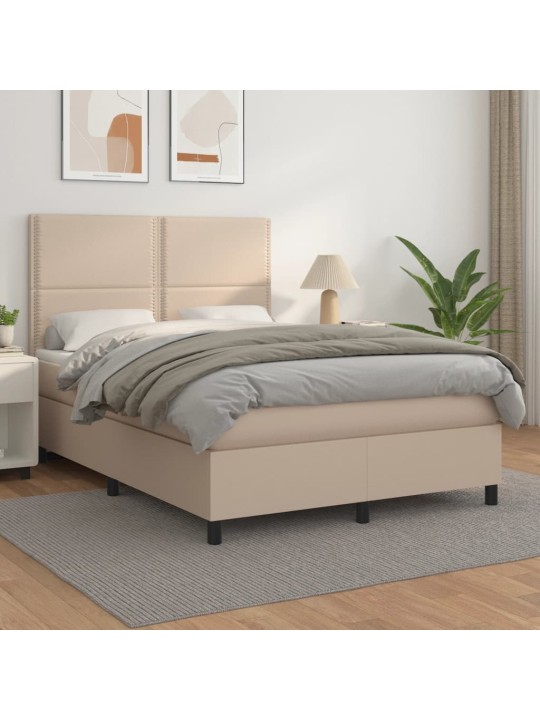 Box spring postel s matrací cappuccino 140x190 cm umělá kůže