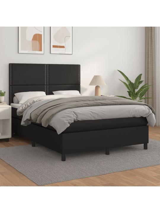 Box spring postel s matrací černá 140x200 cm umělá kůže
